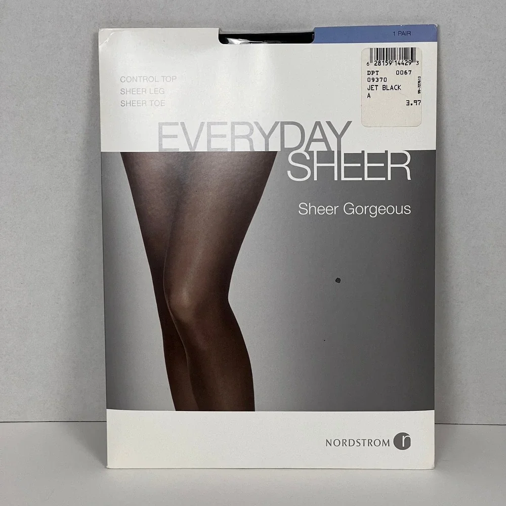 Nordstrom Everyday Sheer Control Top Pantyhose‎ Tights Jet Black Sz A